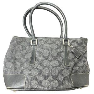 Authentic Coach Tote in Signature Black/Grey Wool Leather